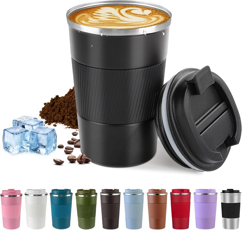 SPLMIFA Vacuum-Insulated Stainless Steel Travel Coffee Mug, Leak-Proof Reusable Coffee Cup with Lid - Keep Hot & Cold Drinks for Hours, Durable Thermos Tumbler for Men & Women (3rd-Black, 17OZ) - Image 1